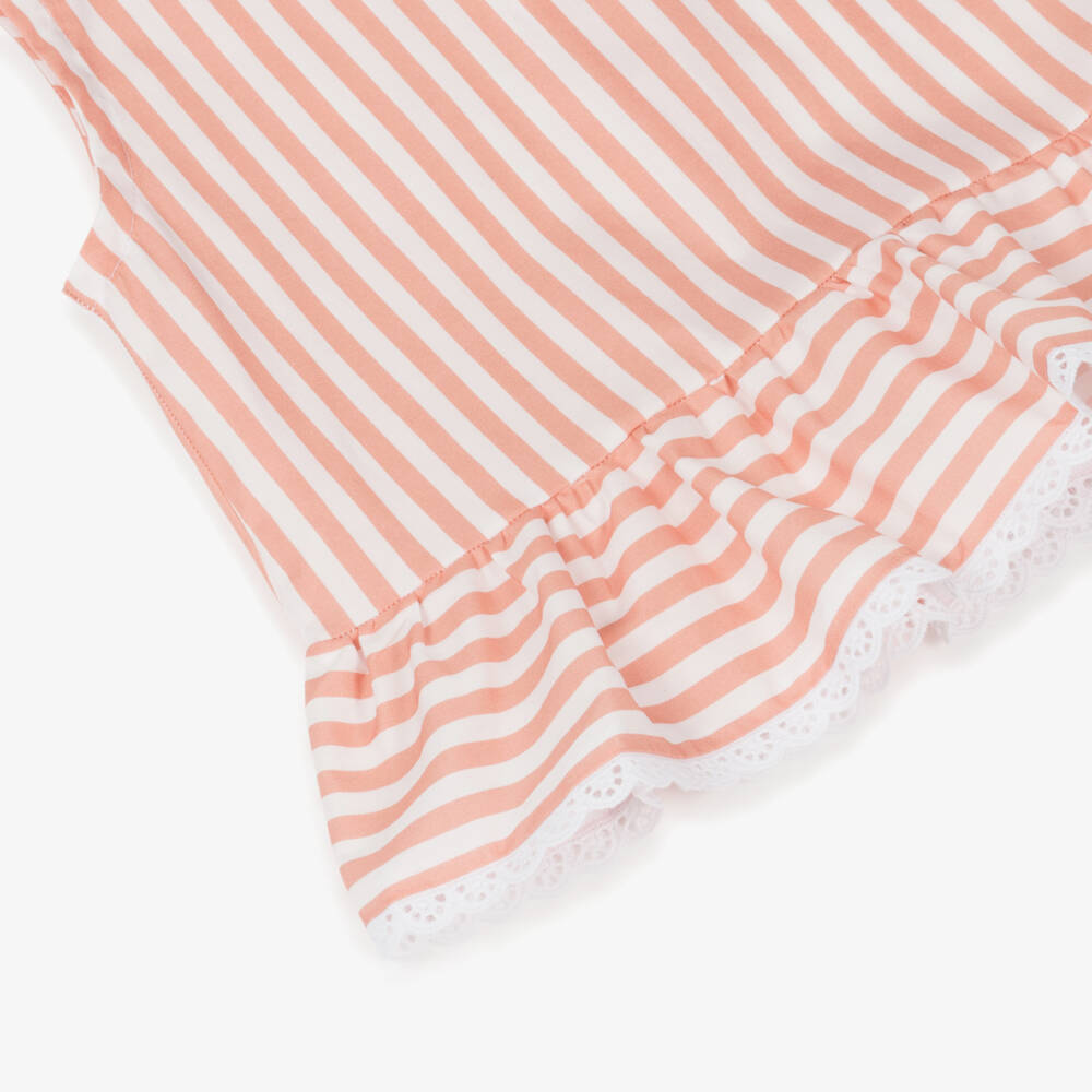 Mebi-Girls Terracotta Striped Linen Set | Childrensalon Outlet