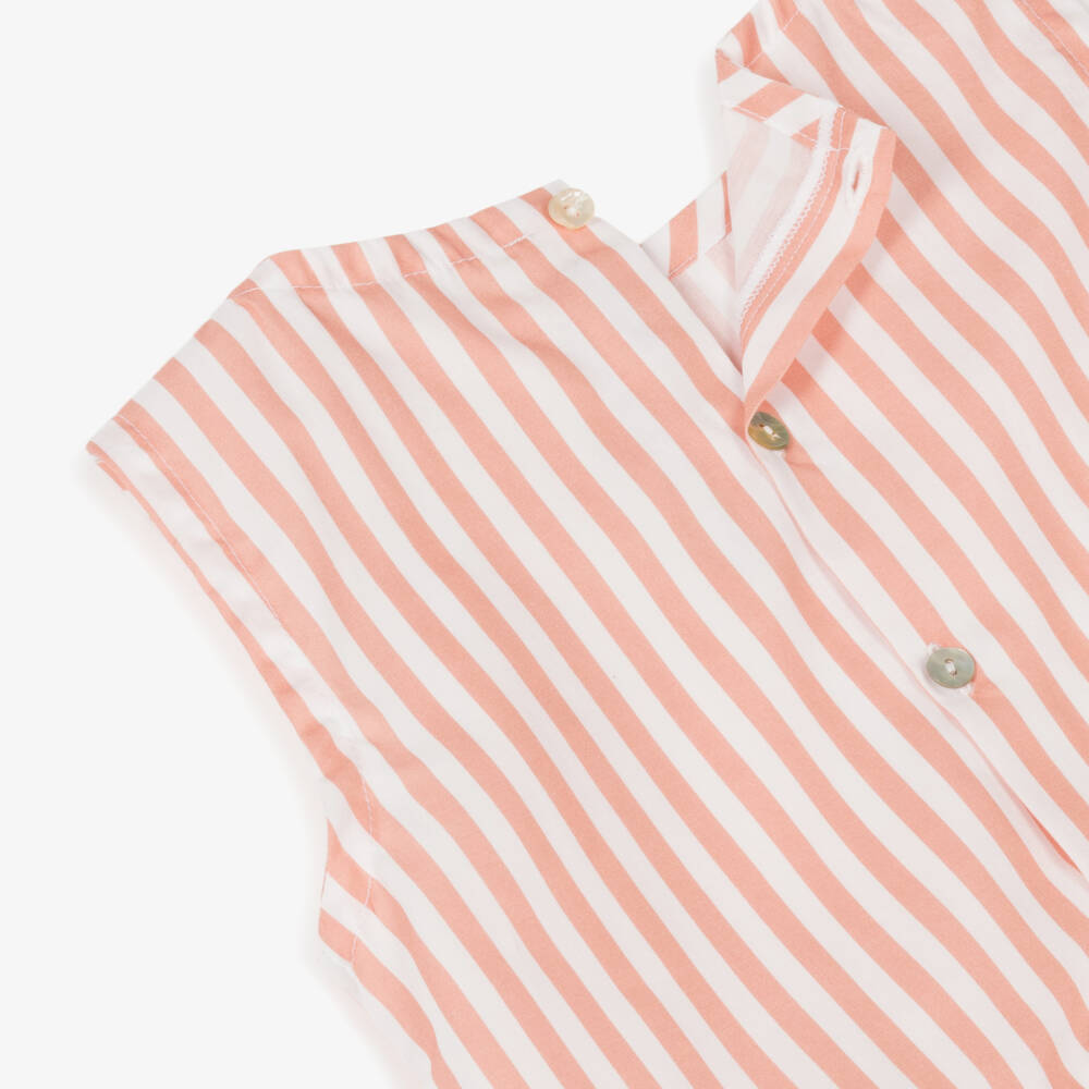 Mebi-Girls Terracotta Striped Linen Set | Childrensalon Outlet