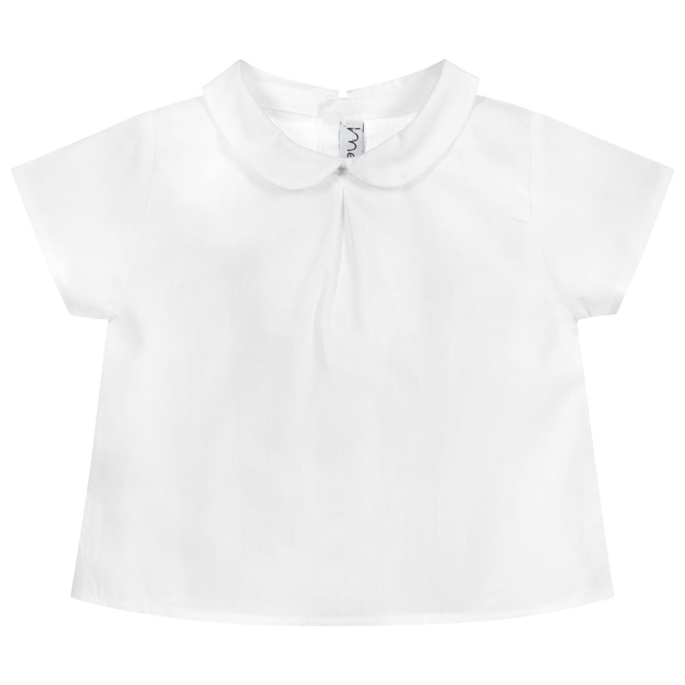 Mebi - Girls White Cotton Blouse | Childrensalon