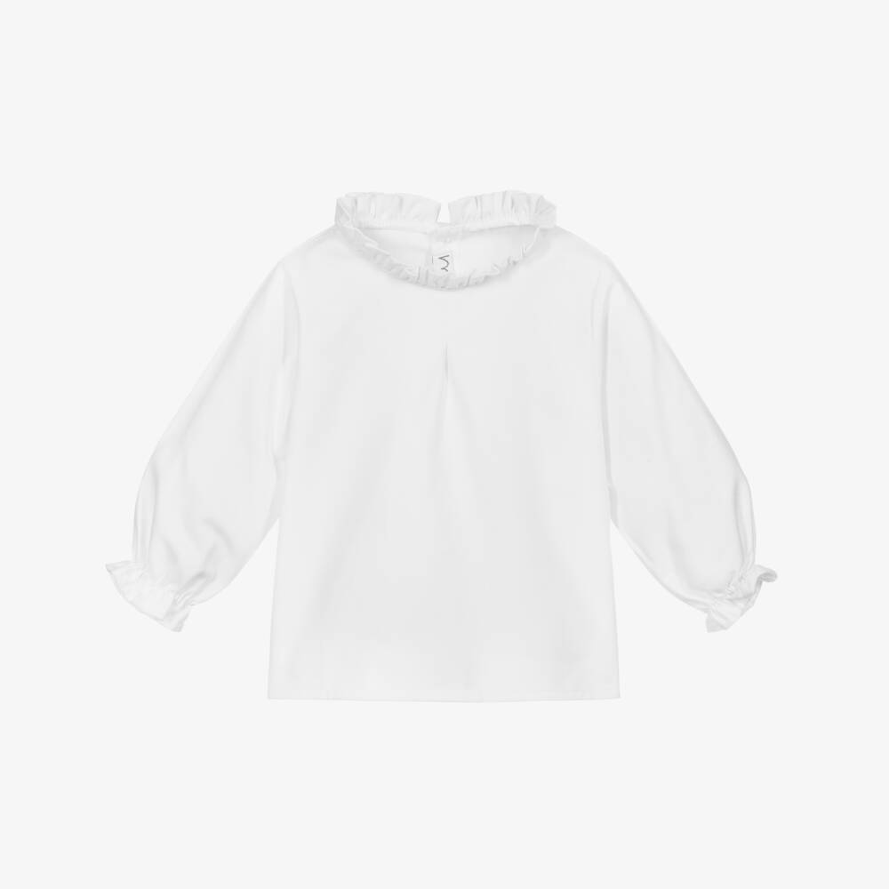 Mebi-Girls White Cotton Blouse | Childrensalon Outlet