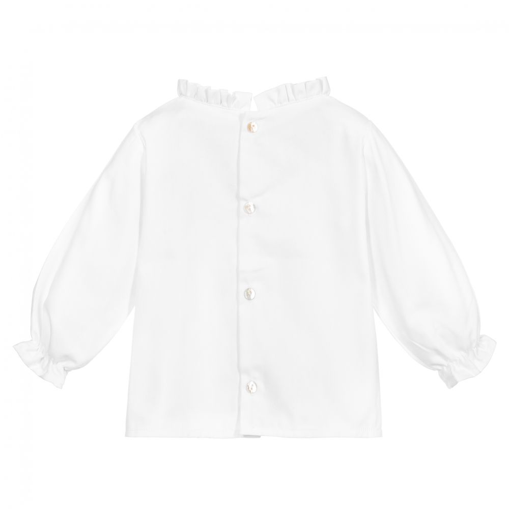 Mebi-Girls White Cotton Blouse | Childrensalon Outlet