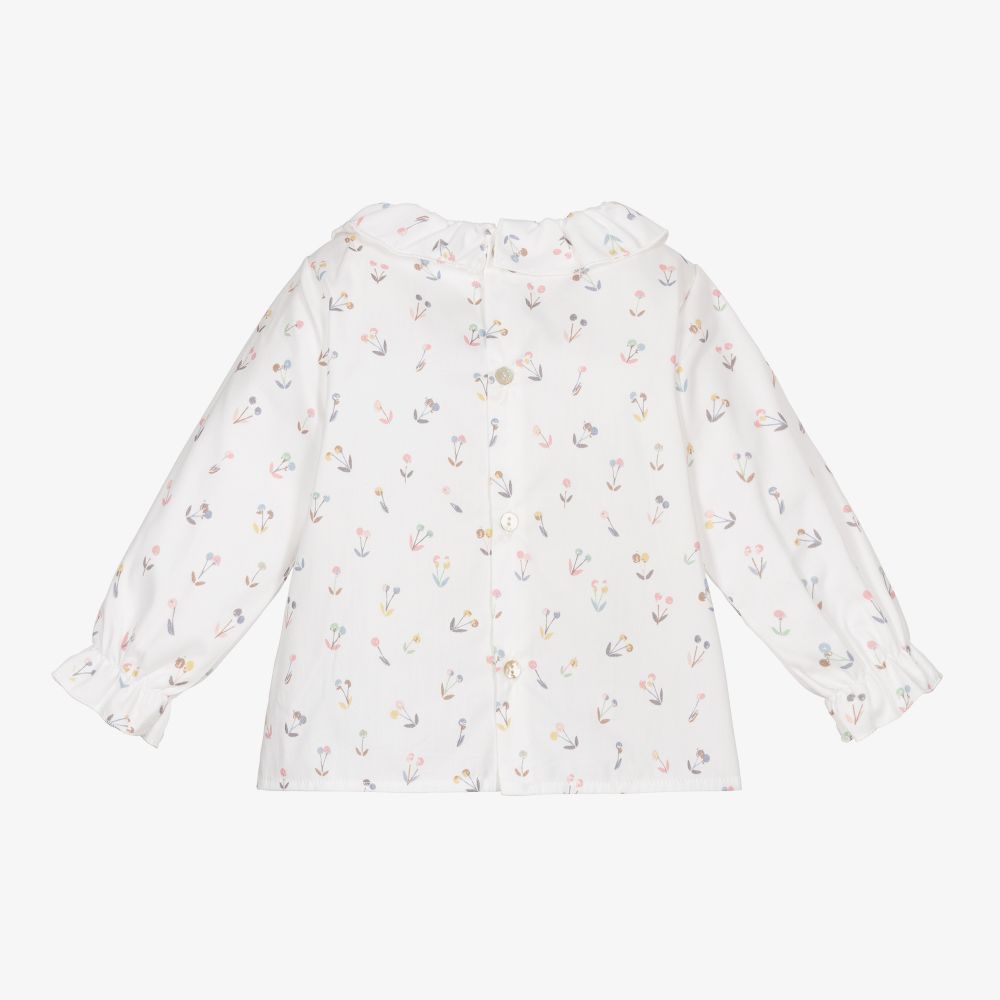 Mebi-Girls White Cotton Blouse | Childrensalon Outlet