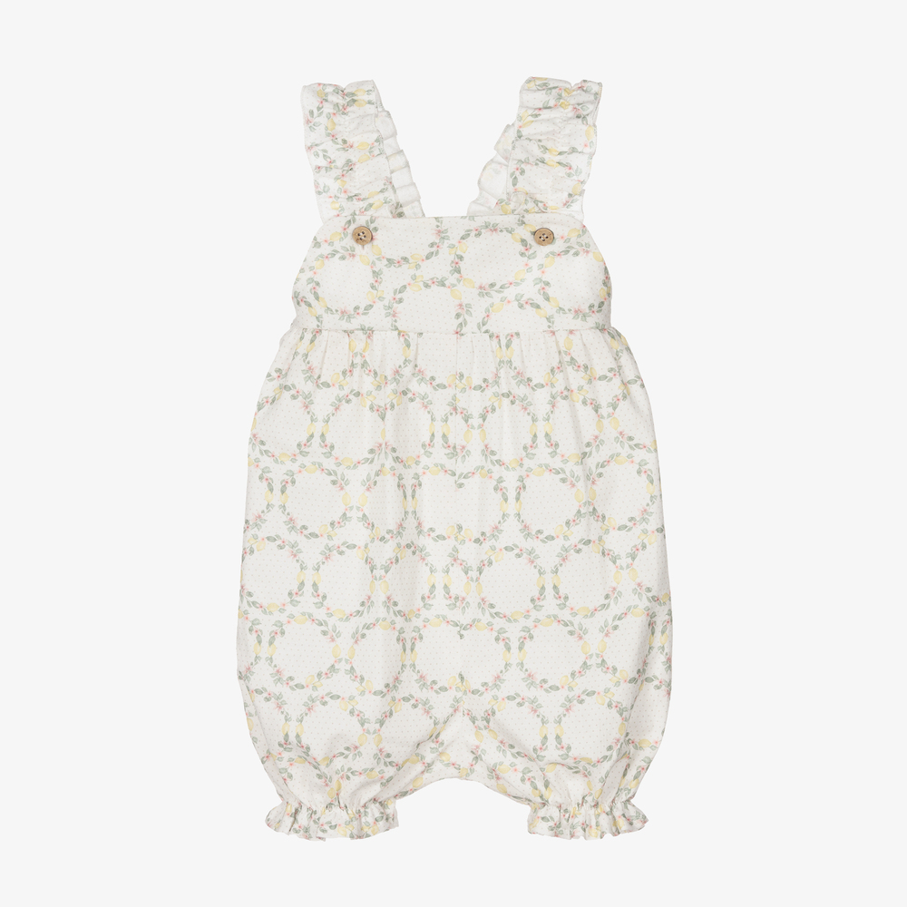 Mebi-Girls White Cotton Playsuit | Childrensalon Outlet