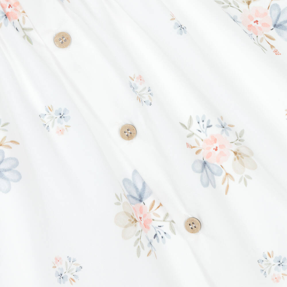 Mebi-Белое платье из поплина в цветочек | Childrensalon Outlet