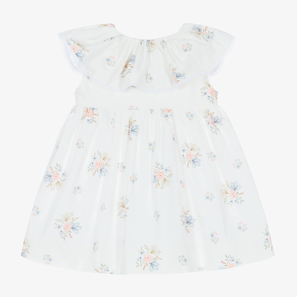 Mebi-Белое платье из поплина в цветочек | Childrensalon Outlet