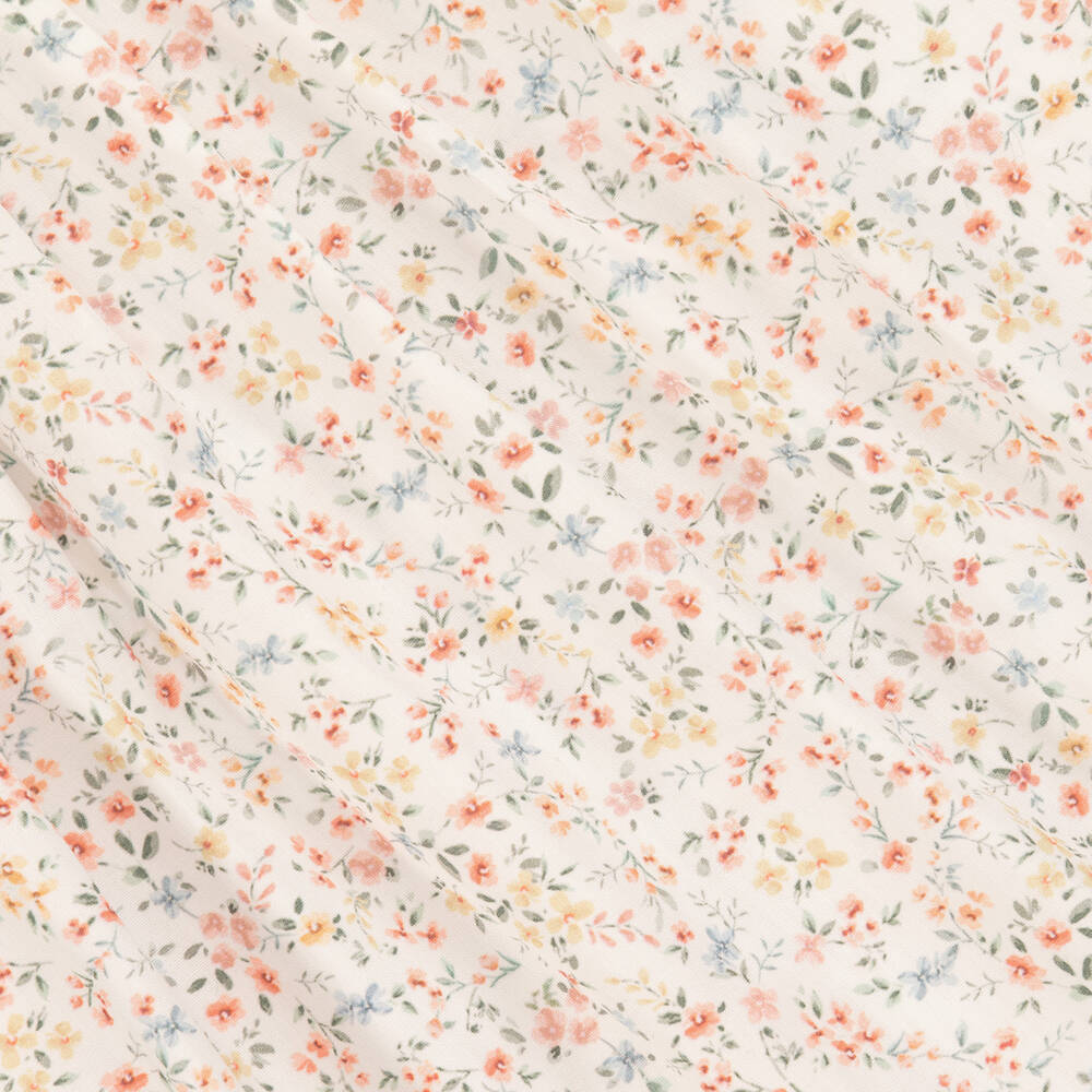 Mebi-Girls White & Orange Cotton Floral Dress | Childrensalon Outlet