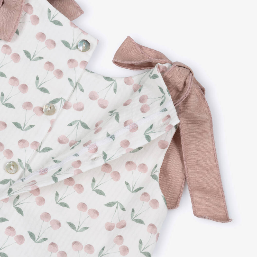 Mebi-Girls White & Pink Cherry Dress Set | Childrensalon Outlet