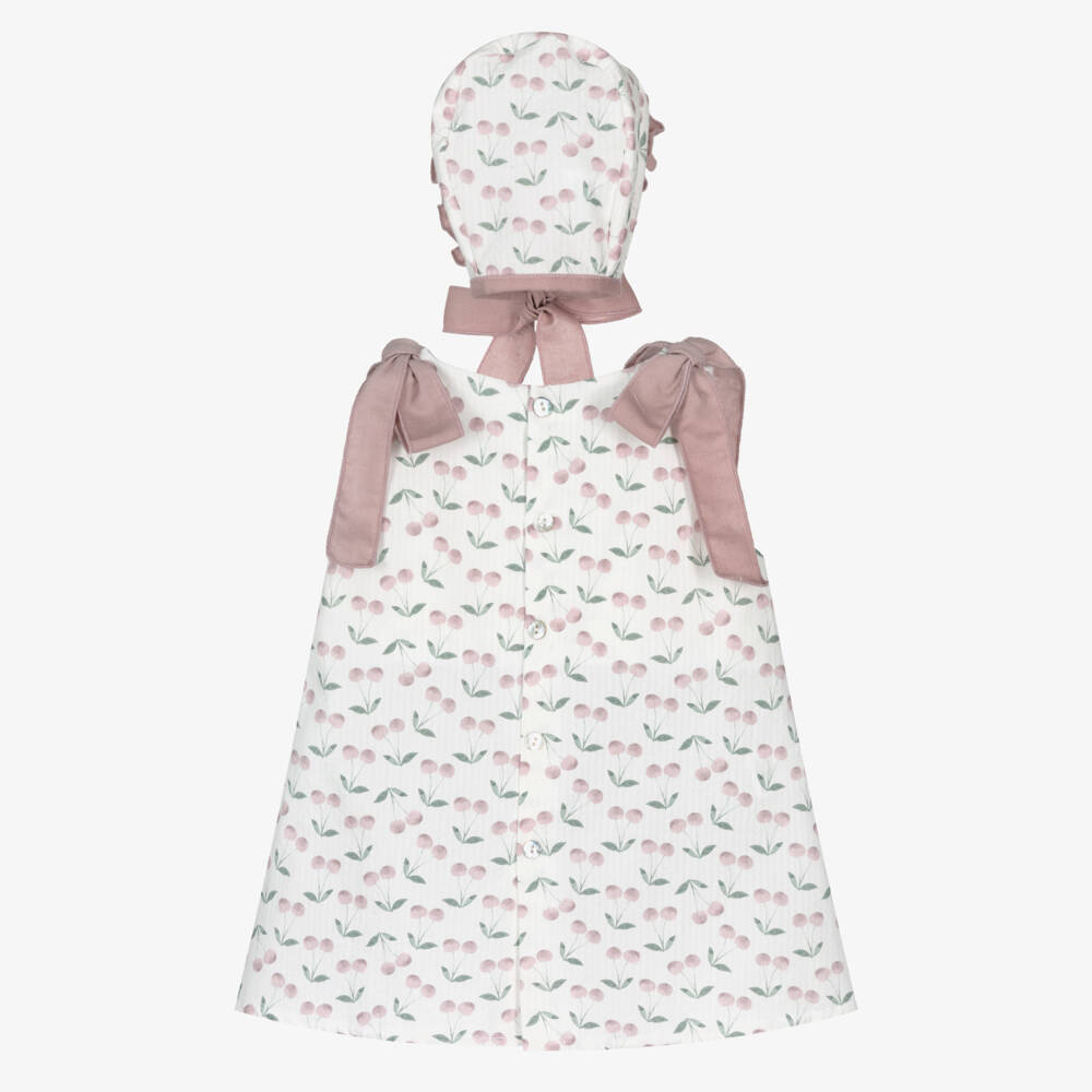 Mebi-Girls White & Pink Cherry Dress Set | Childrensalon Outlet