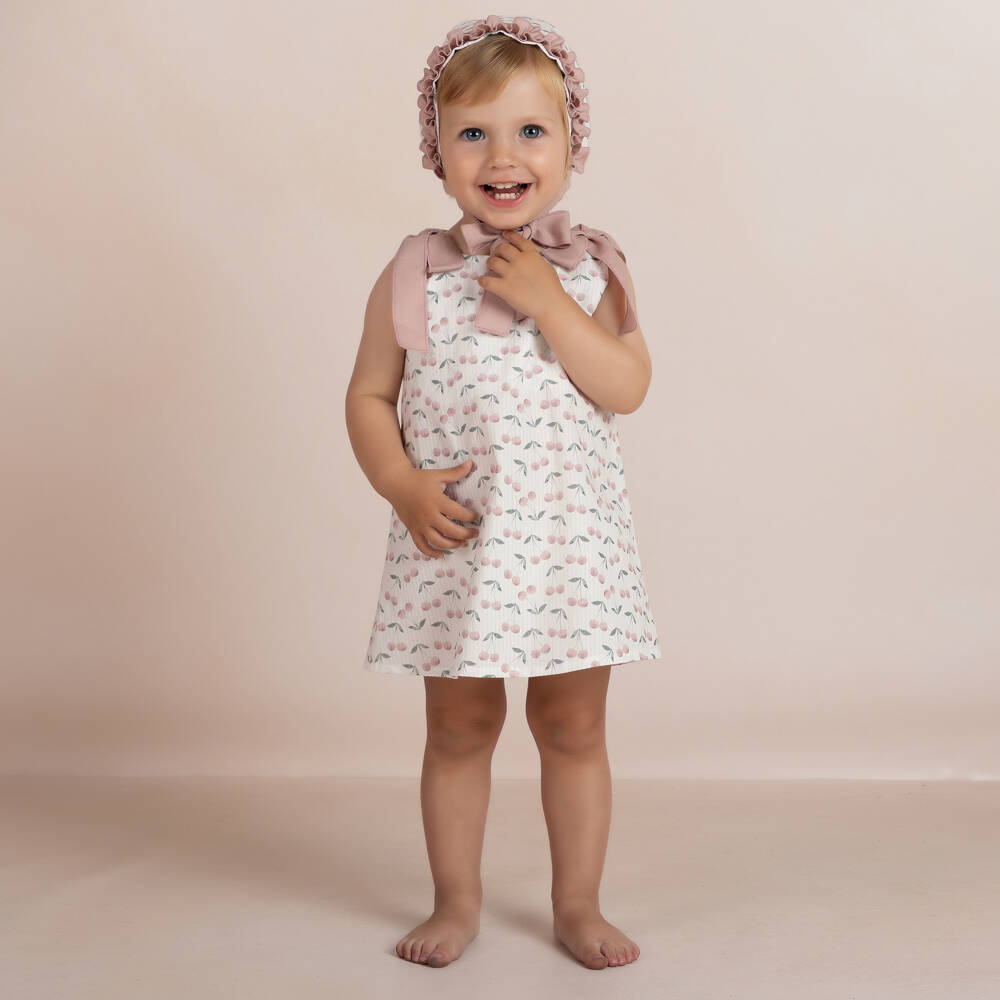 Mebi-Girls White & Pink Cherry Dress Set | Childrensalon Outlet