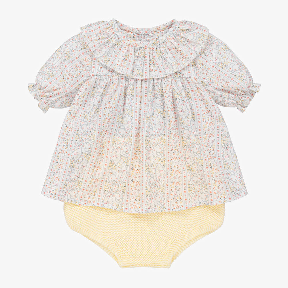 Mebi - Girls Yellow Floral Shorts Set | Childrensalon