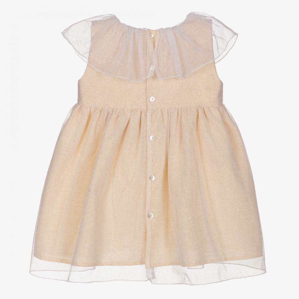 Mebi-Блестящее бежевое платье с оборками | Childrensalon Outlet