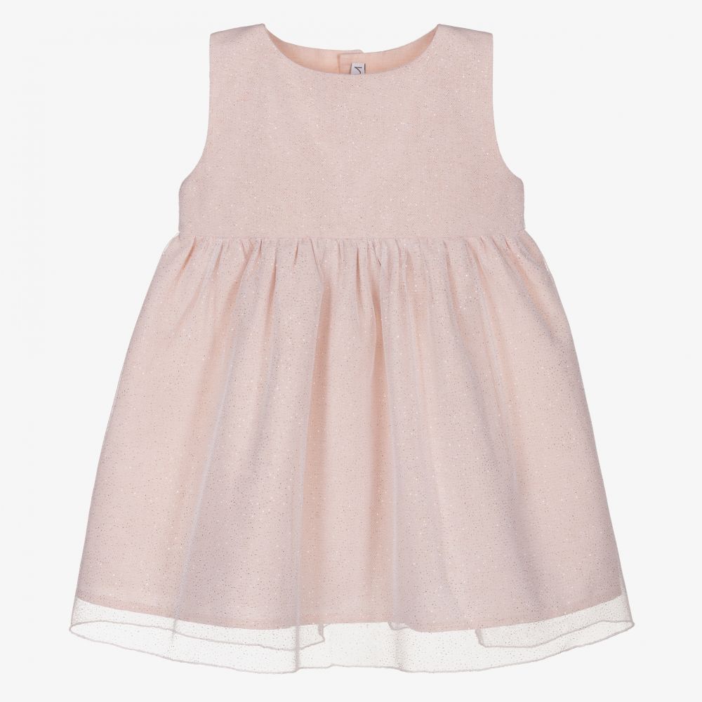 Mebi - فستان تول مزين بفيونكة لون زهري غليتر  | Childrensalon