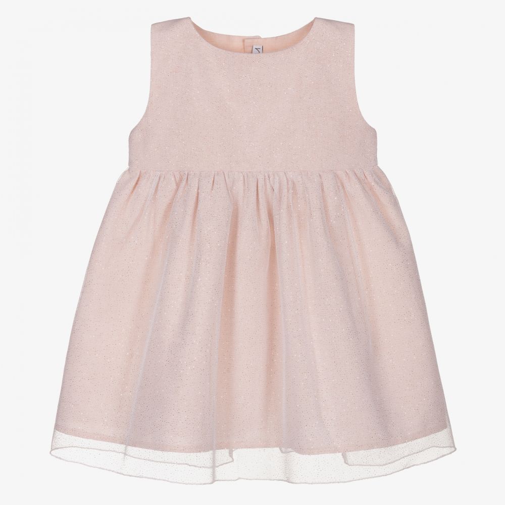 Mebi - Rosa Glitzerkleid mit Schleife  | Childrensalon