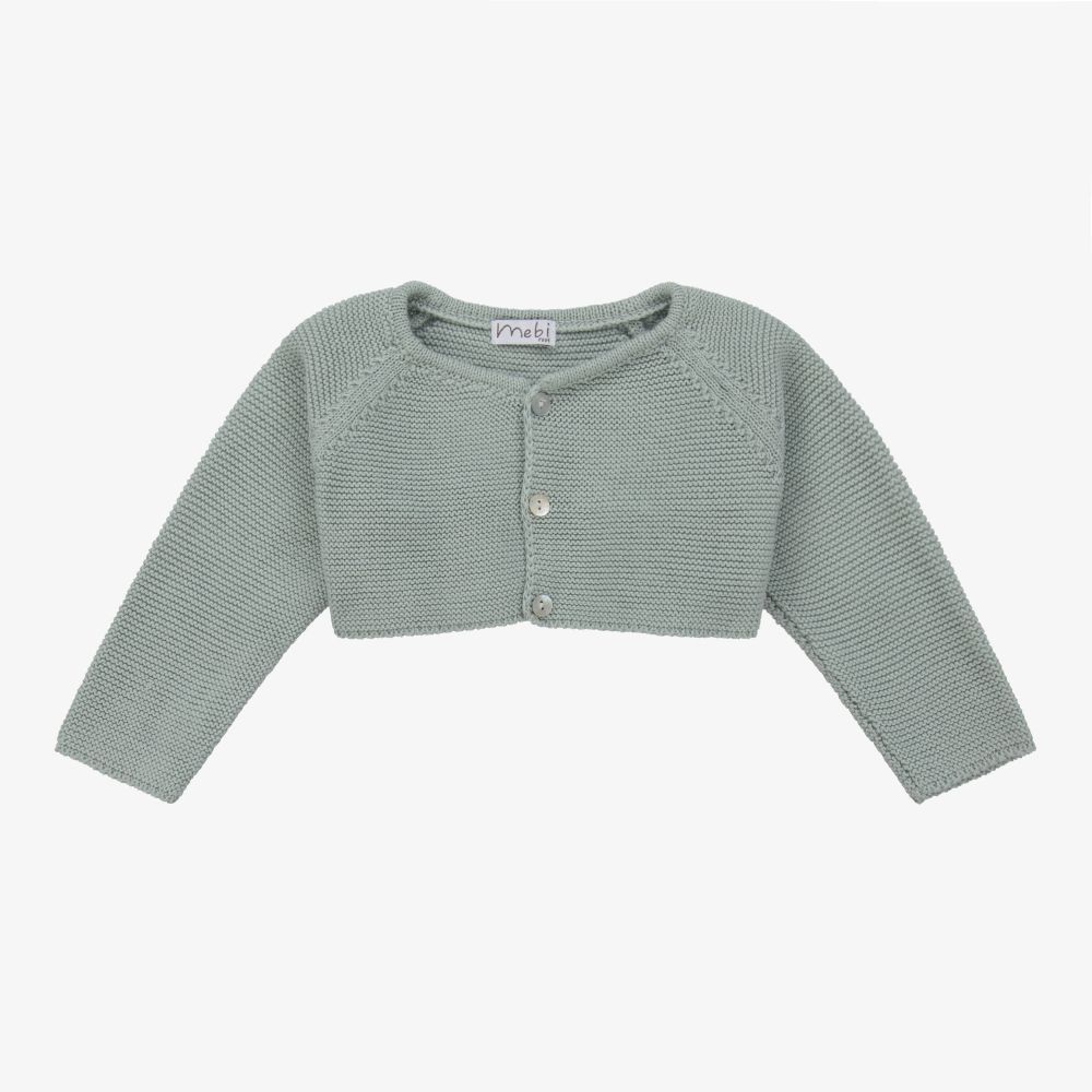 Mebi - Green Cotton Baby Cardigan | Childrensalon