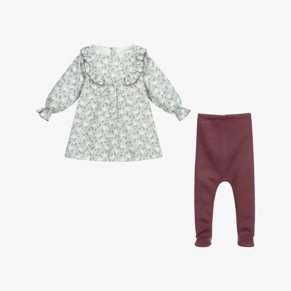 Mebi-Хлопковый комплект с зеленым платьем | Childrensalon Outlet