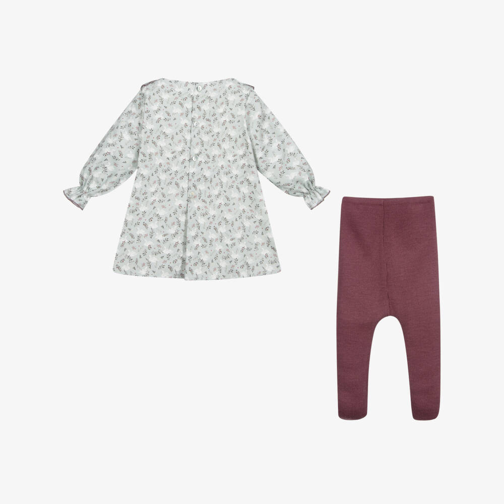 Mebi-Хлопковый комплект с зеленым платьем | Childrensalon Outlet
