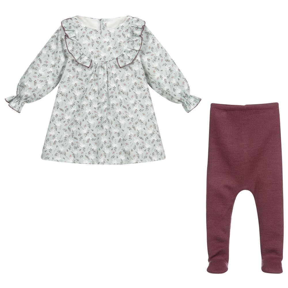 Mebi-Хлопковый комплект с зеленым платьем | Childrensalon Outlet