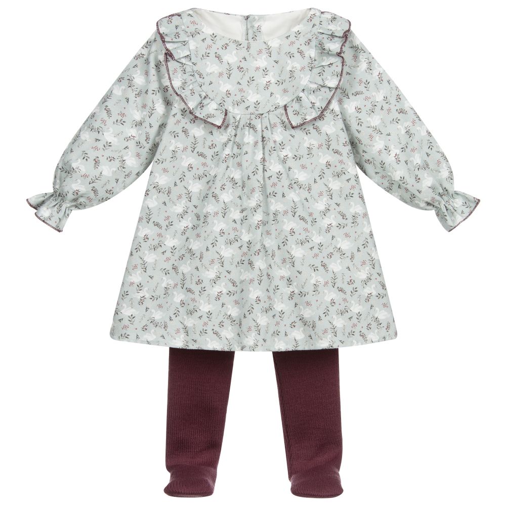 Mebi - Green Cotton Dress Set | Childrensalon