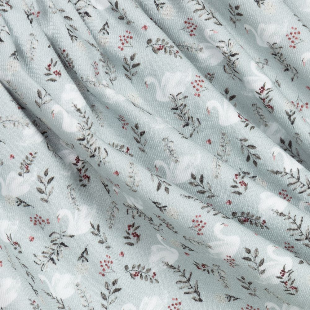 Mebi-Зеленое платье из хлопка с принтом в виде лебедей | Childrensalon Outlet