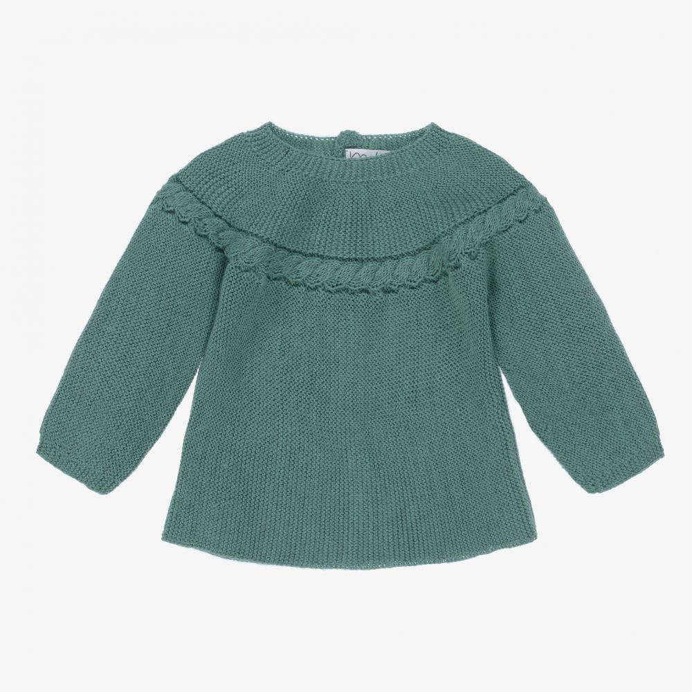 Mebi - Green Knitted Baby Jumper | Childrensalon