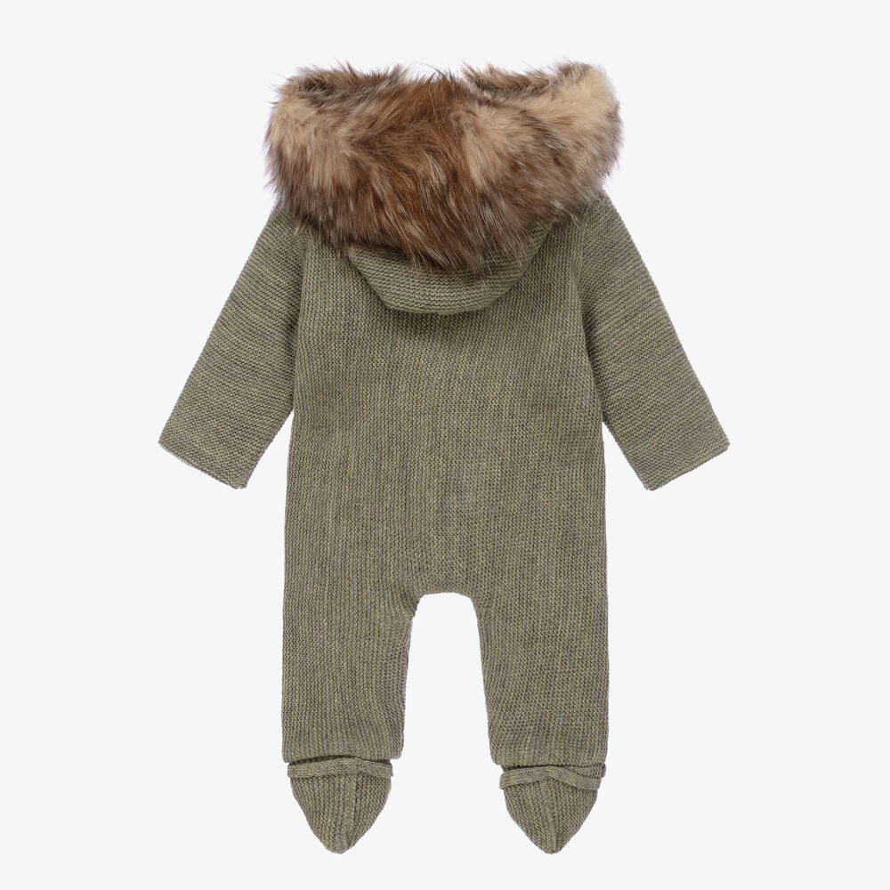 ميبي-أوفرول للخروج مزيج صوف محبوك لون أخضر للأطفال | Childrensalon Outlet