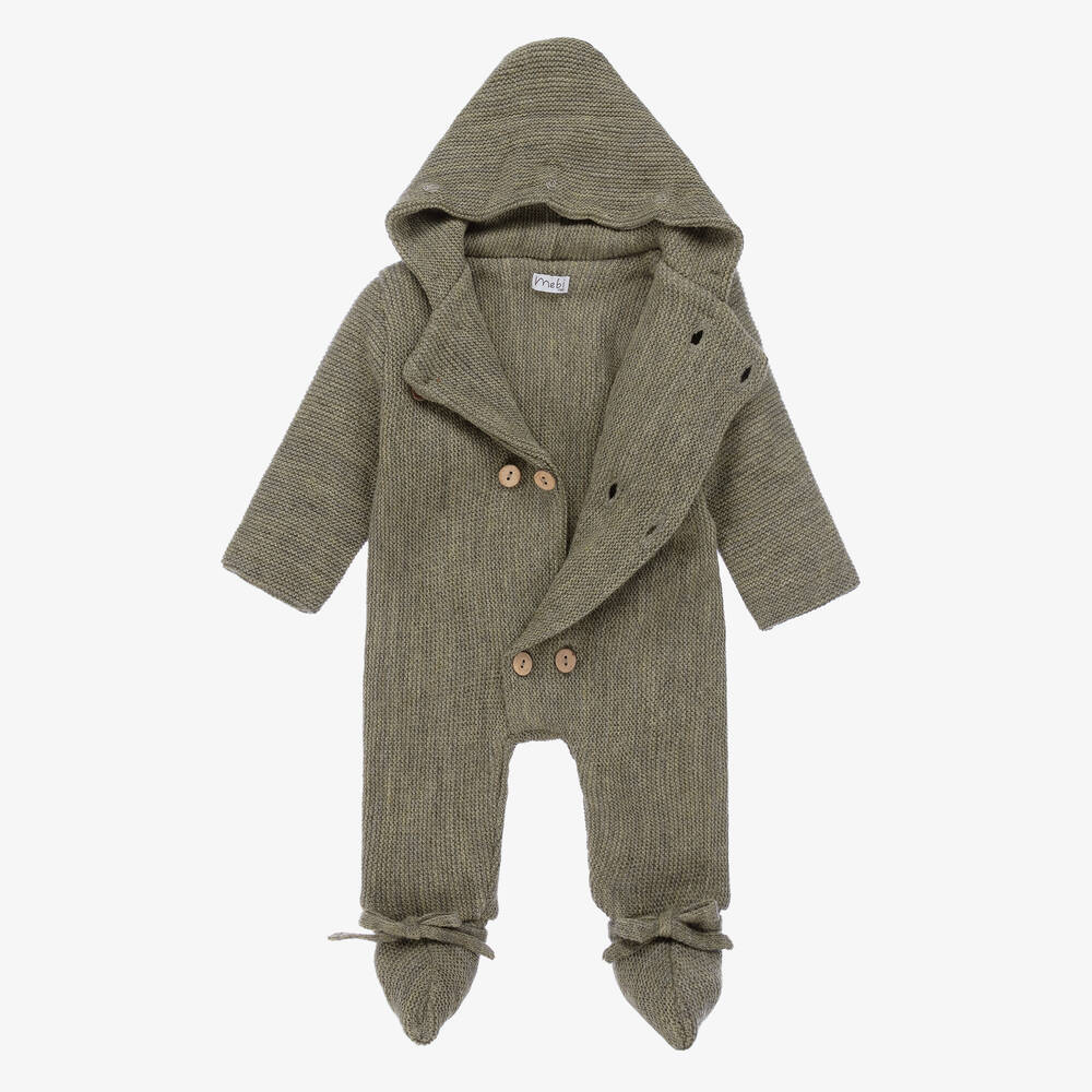 ميبي-أوفرول للخروج مزيج صوف محبوك لون أخضر للأطفال | Childrensalon Outlet