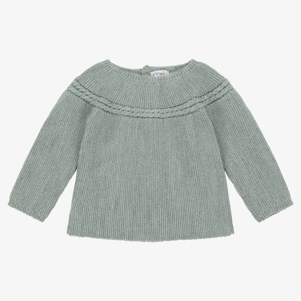 Mebi - Green Knitted Baby Sweater | Childrensalon