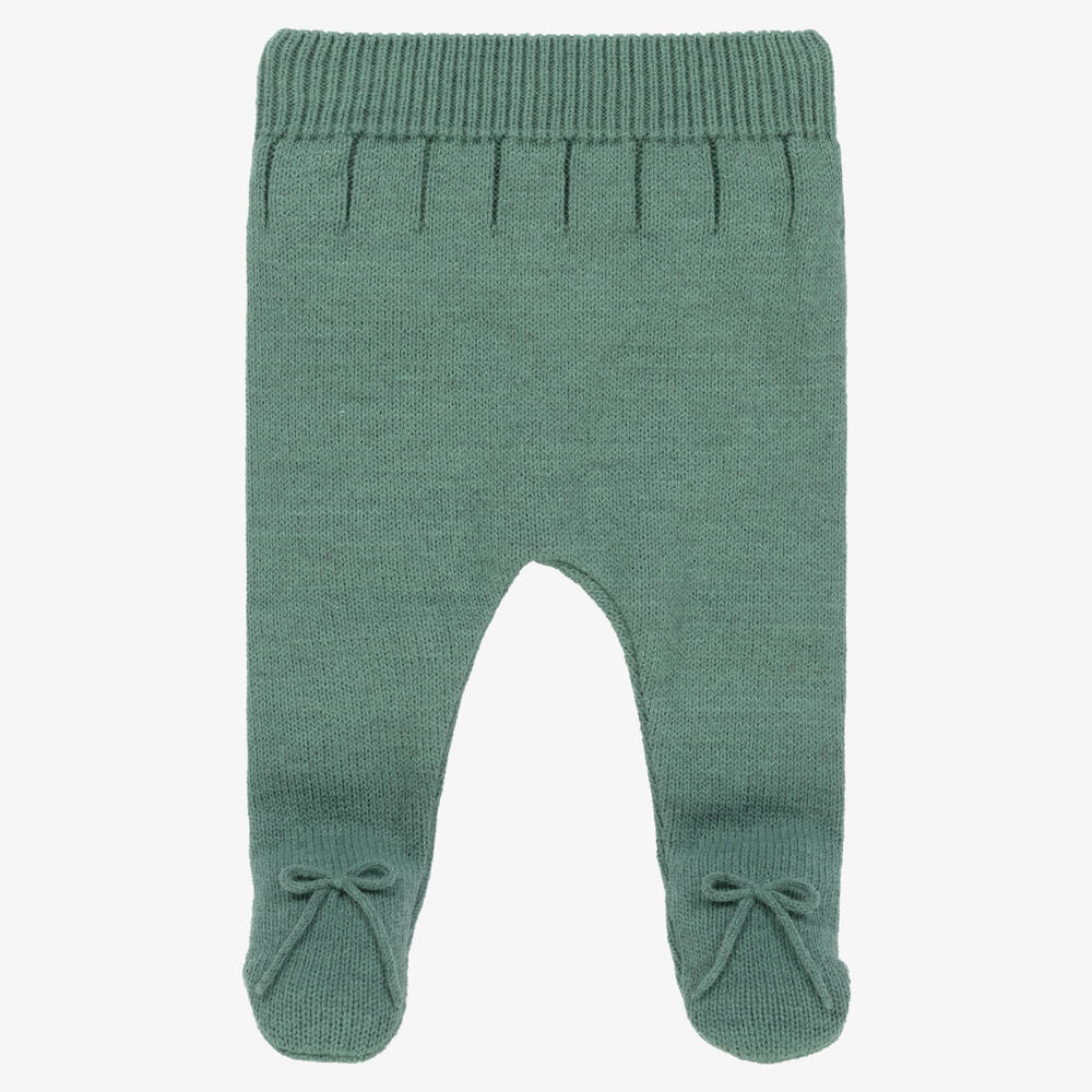 Mebi - Green Knitted Baby Trousers | Childrensalon