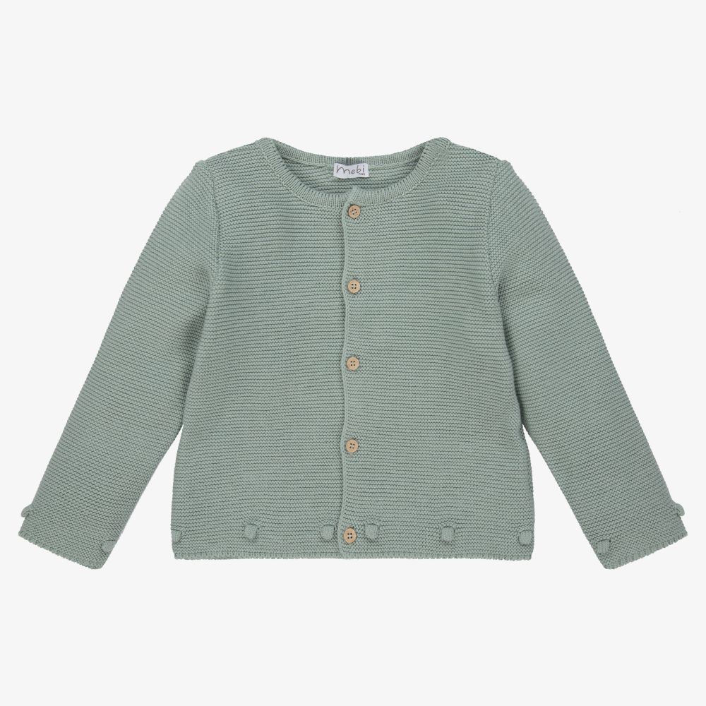 Mebi-Зеленый вязаный кардиган из хлопка | Childrensalon Outlet