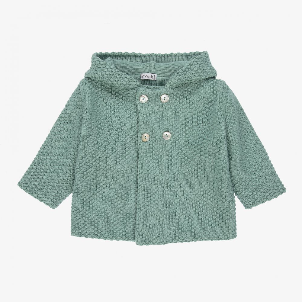 Mebi - Green Knitted Hooded Jacket | Childrensalon