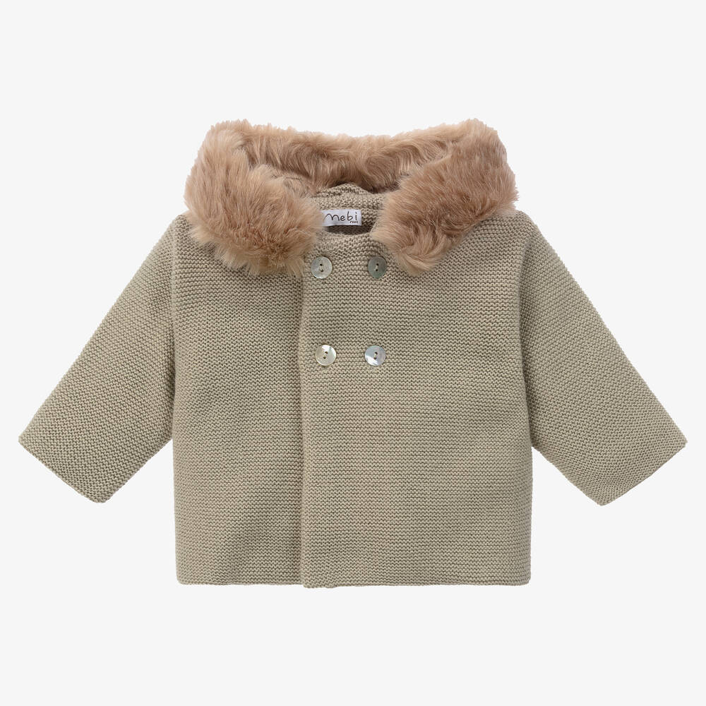 Mebi - Green Knitted Pram Coat | Childrensalon