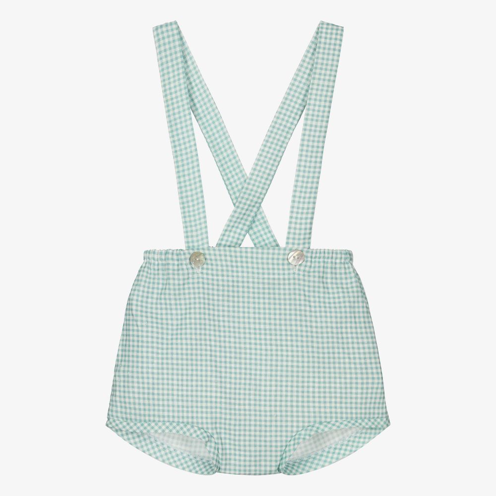 Mebi - Green Linen Baby Shorts | Childrensalon