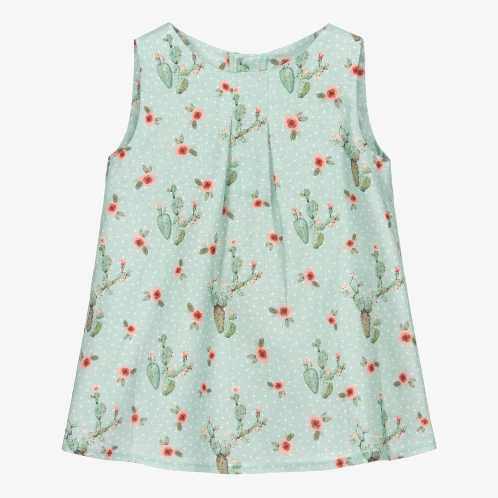 Mebi-Green Linen & Cotton Dress | Childrensalon Outlet