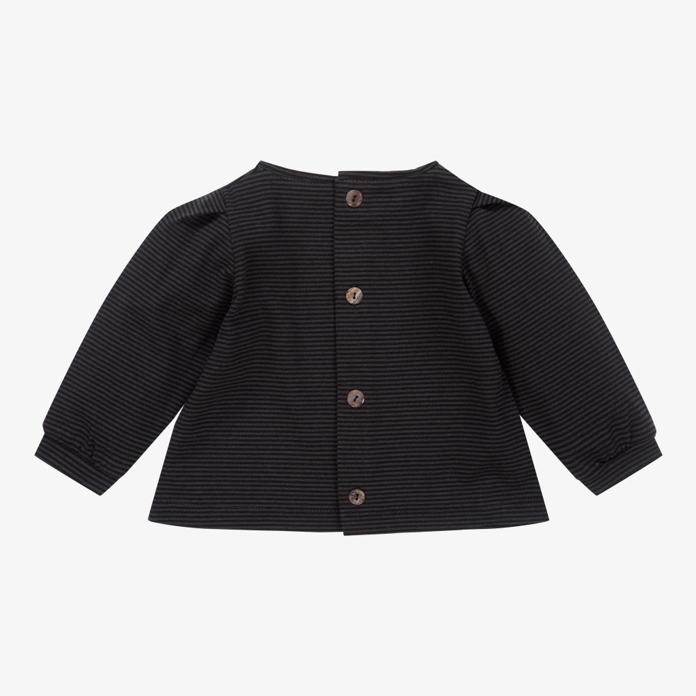 Mebi-Grey & Black Striped Baby Top | Childrensalon Outlet