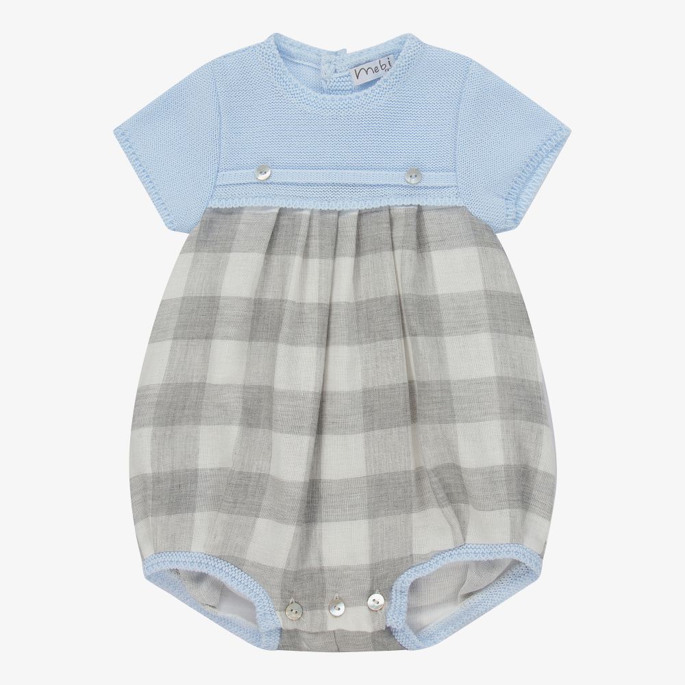 Mebi - Grey & Blue Baby Shortie | Childrensalon