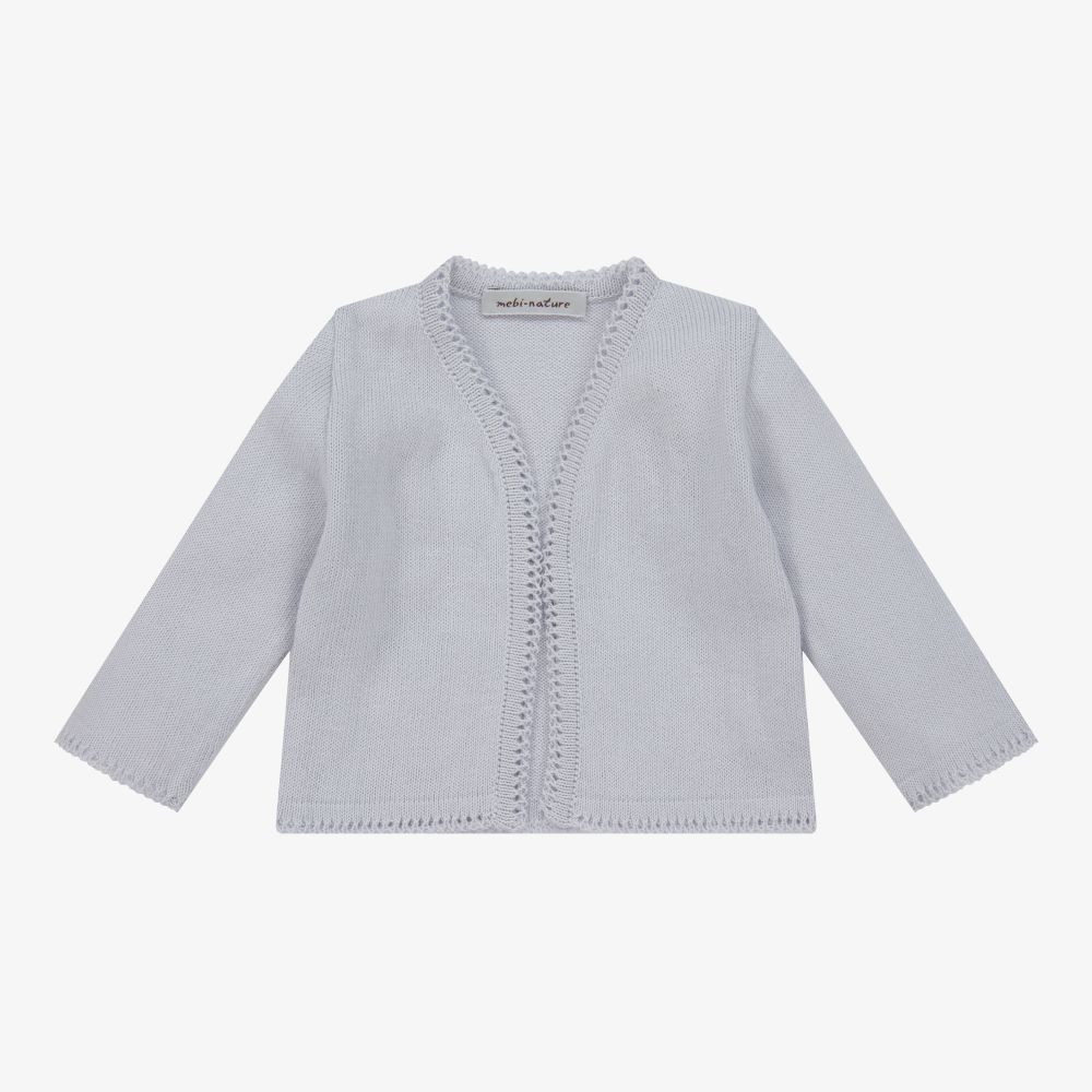 Mebi - Grey Cotton Knit Cardigan | Childrensalon