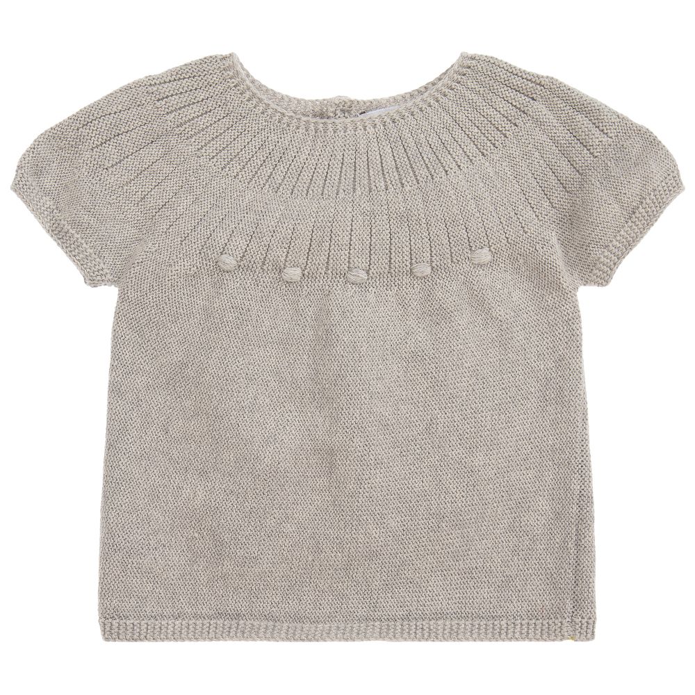 Mebi - Grey Cotton Top | Childrensalon