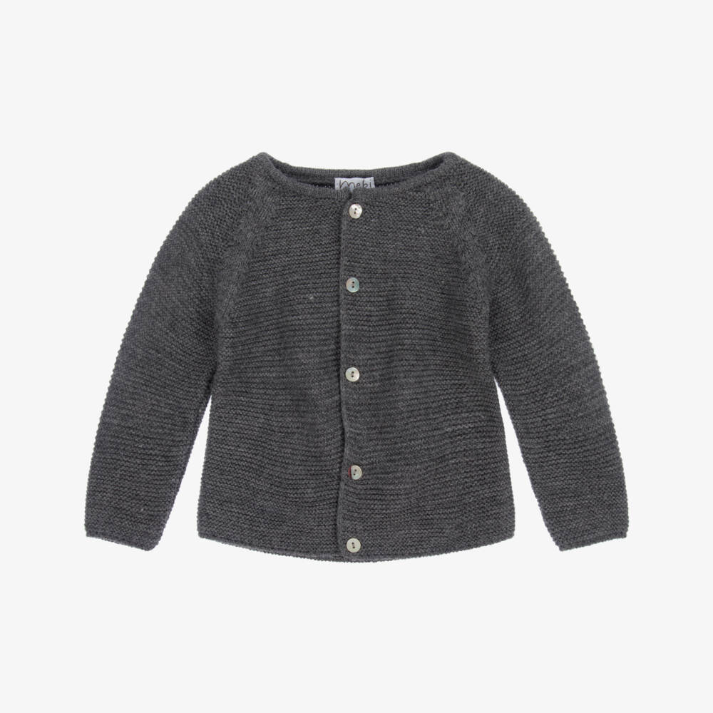 Mebi-Grey Knitted Baby Cardigan | Childrensalon Outlet