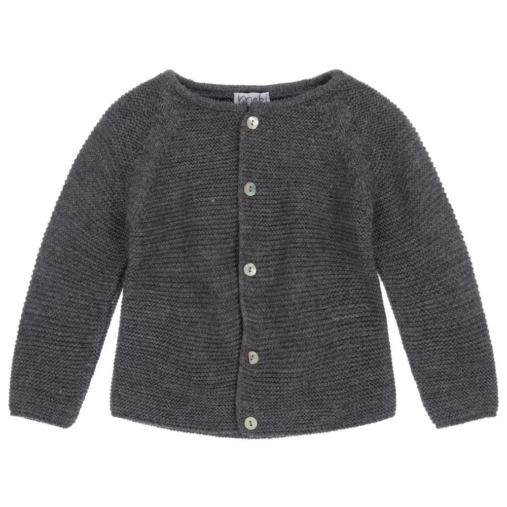 Mebi - Grey Knitted Baby Cardigan | Childrensalon