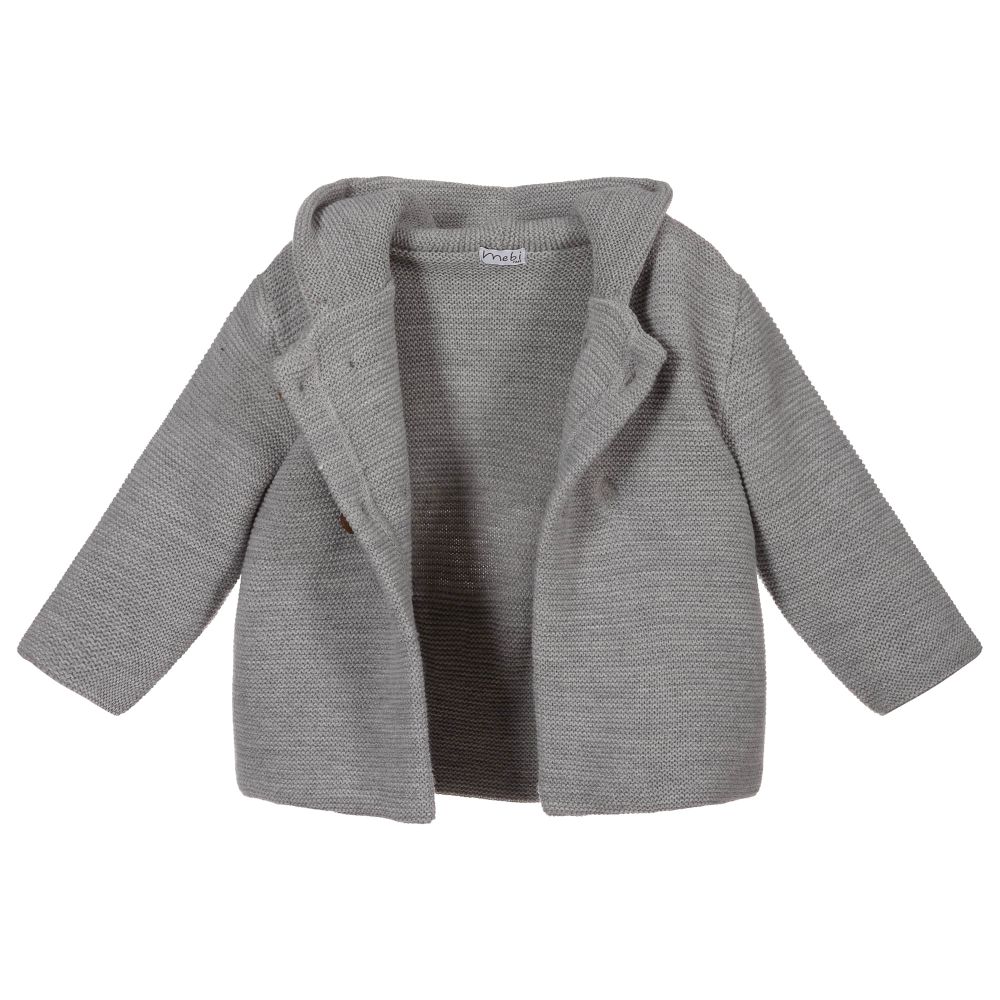 Mebi-Grey Knitted Baby Jacket | Childrensalon Outlet