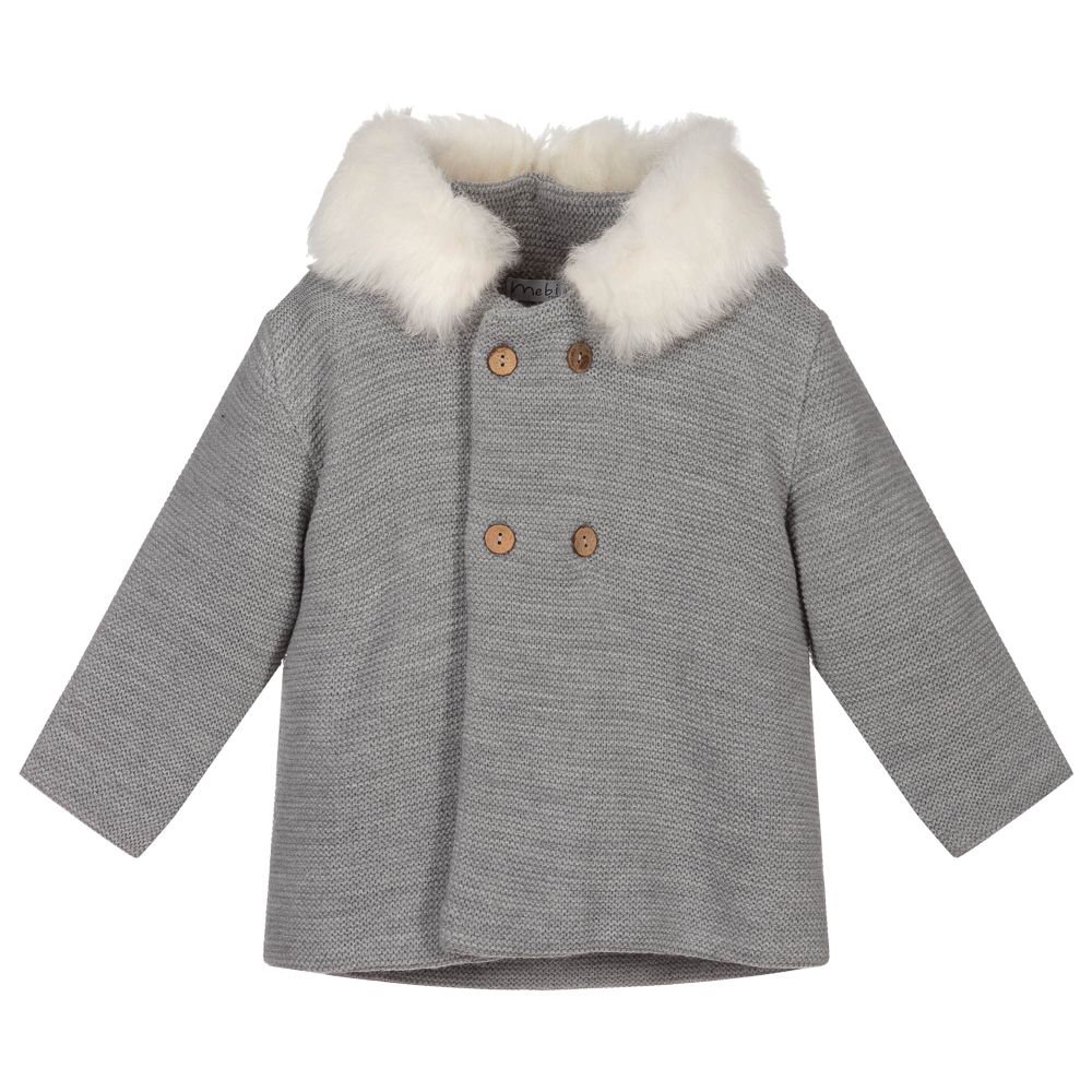 Mebi - Grey Knitted Baby Jacket | Childrensalon