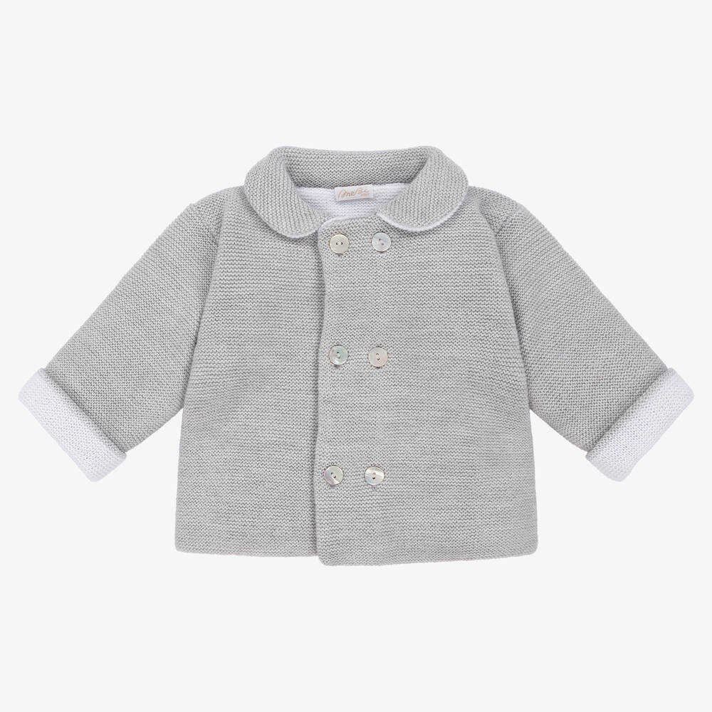 Mebi - Grey Knitted Baby Jacket | Childrensalon