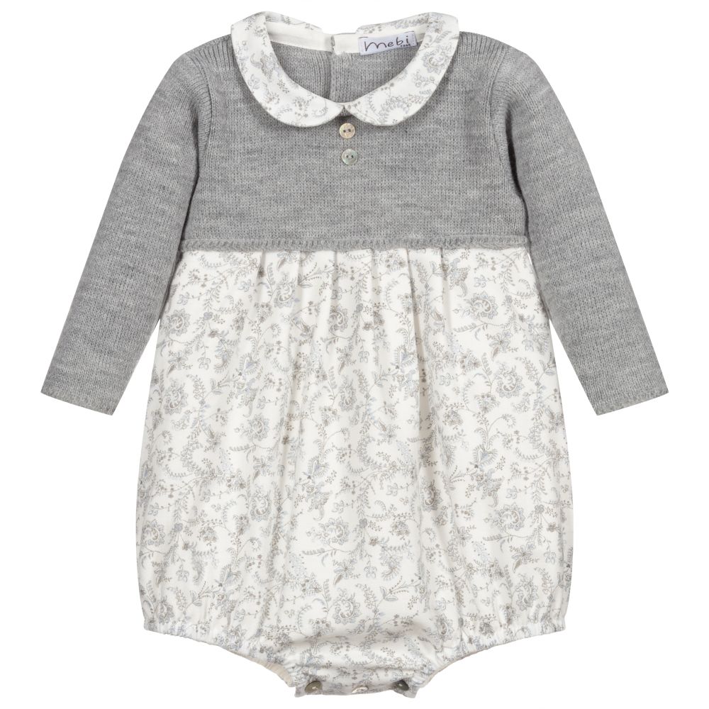 Mebi - Grey Knitted Baby Shortie | Childrensalon