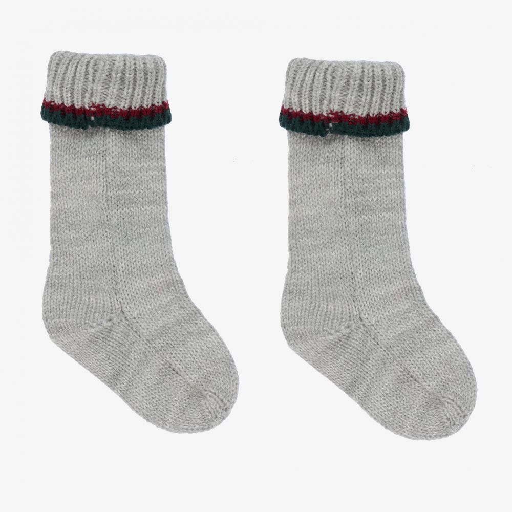 Mebi - Grey Knitted Baby Socks | Childrensalon