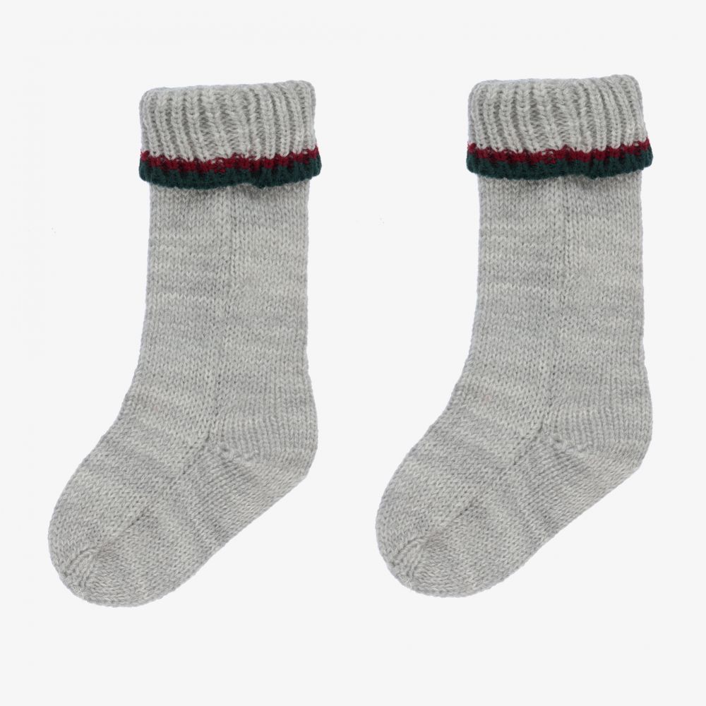 Mebi-Grey Knitted Baby Socks | Childrensalon Outlet