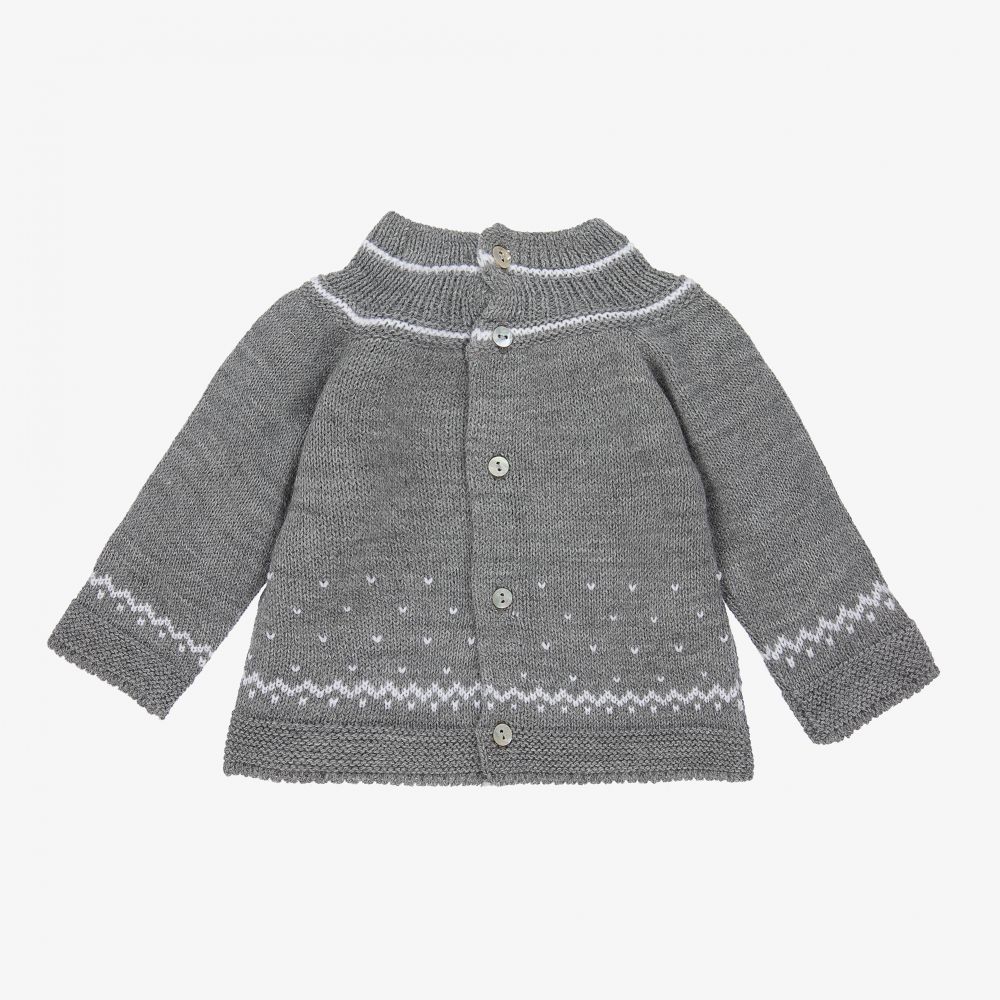 Mebi-Grey Knitted Baby Sweater | Childrensalon Outlet