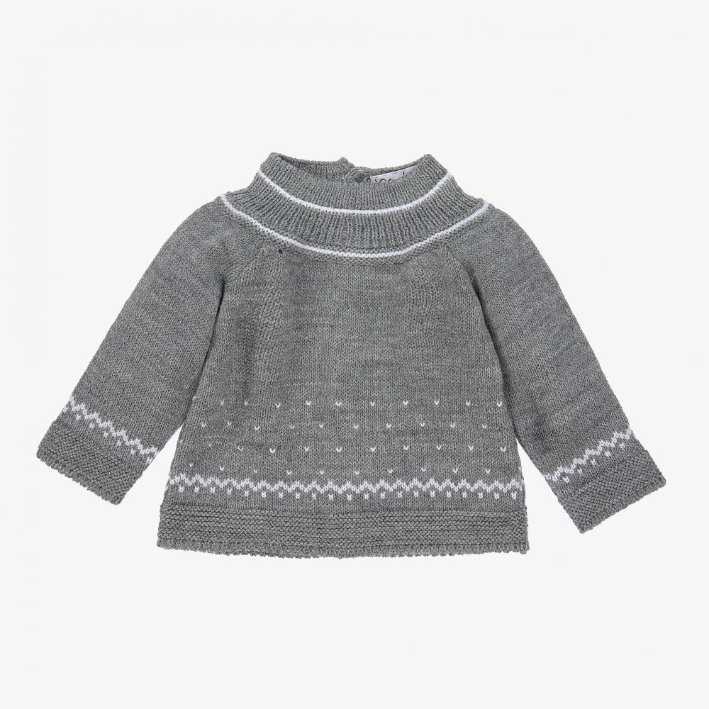 Mebi - Grey Knitted Baby Sweater | Childrensalon