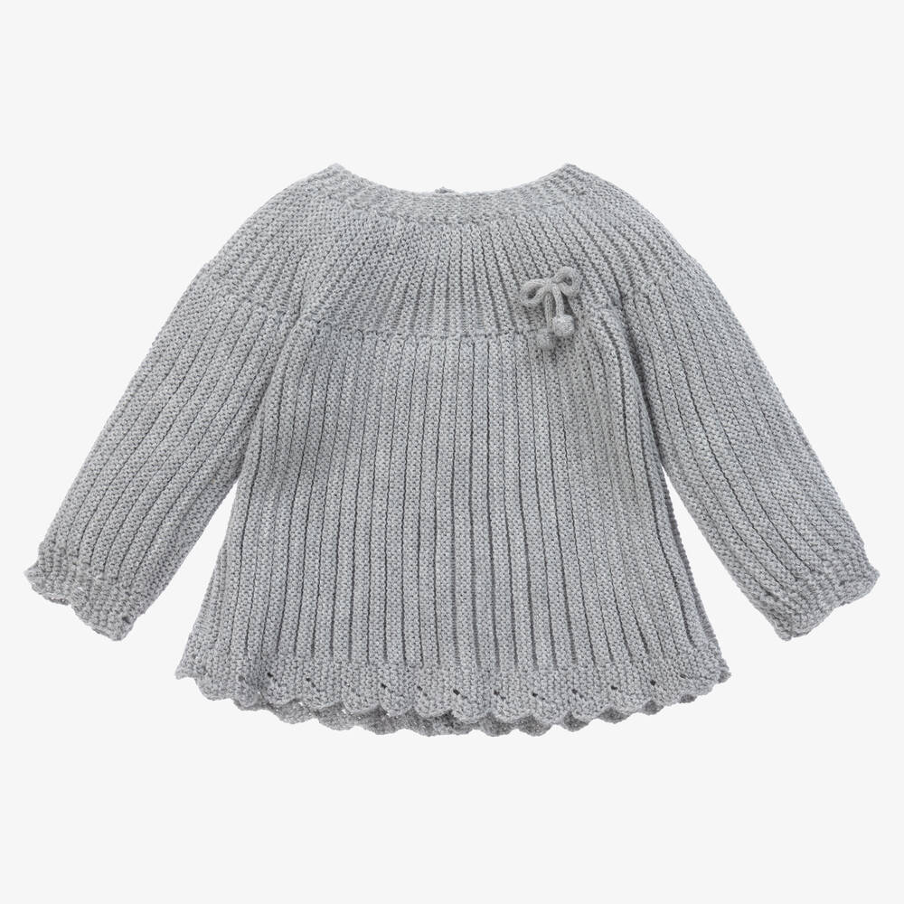 Mebi - Grey Knitted Baby Sweater | Childrensalon