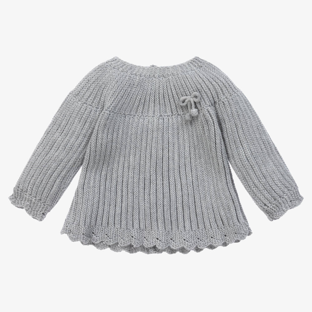 Mebi-Grey Knitted Baby Sweater | Childrensalon Outlet