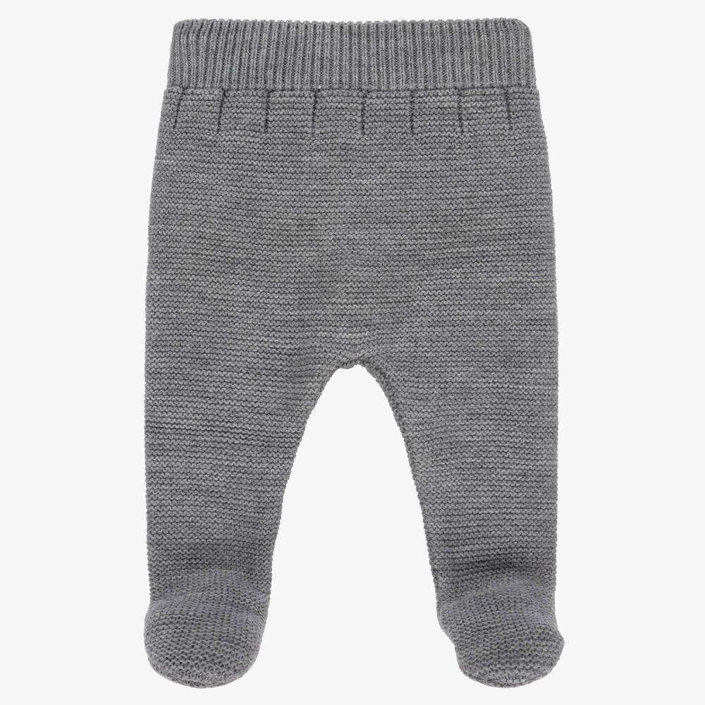 Mebi - Grey Knitted Baby Trousers | Childrensalon